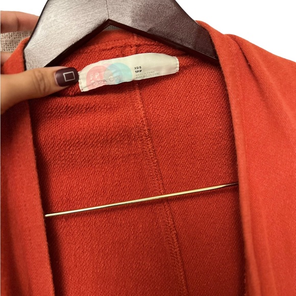 FREE PEOPLE Beach Red Eye Burnt Orange Open Cardigan Coat Jacket - Picture 5 of 7